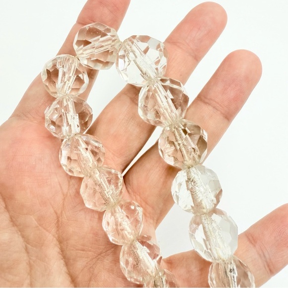 Vintage Large Clear Crystal Beaded Necklace - Picture 7 of 8